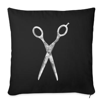 Coiffeur Ciseaux Coupe cheveux - Housse de coussin décorative 45 x 45 cm - noir - Devant