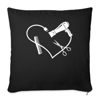 Hair Stylist Scissors Blow Dryer - Sofa pillowcase 17,3'' x 17,3'' (45 x 45 cm) - black - Front