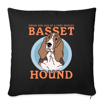 Basset Hound Dad Dog Owner Owner Gift - Sofa pillowcase 17,3'' x 17,3'' (45 x 45 cm) - black - Front