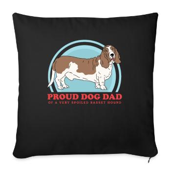 Basset Hound Dad Owner Dog Owner Gift - Sofa pillowcase 17,3'' x 17,3'' (45 x 45 cm) - black - Front
