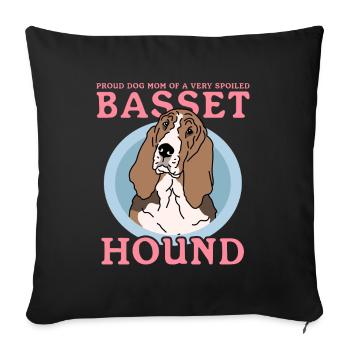 Basset Hound Mom Dog Owner Mistress Gift - Sofa pillowcase 17,3'' x 17,3'' (45 x 45 cm) - black - Front