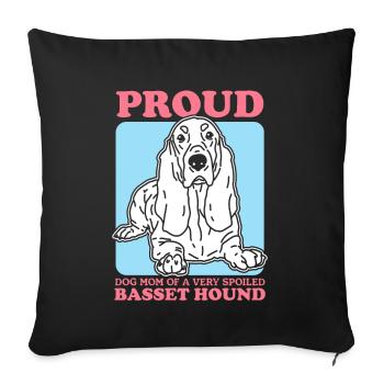 Basset Hound Mom Dog Mom Dog Owner Gift - Sofa pillowcase 17,3'' x 17,3'' (45 x 45 cm) - black - Front