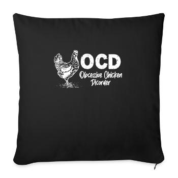 Poulet Farm Volaille Coq Poulets Cadeau - Housse de coussin décorative 45 x 45 cm - noir - Devant