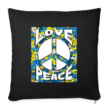 Paix Amour Ukraine - Housse de coussin décorative 45 x 45 cm - noir - Devant