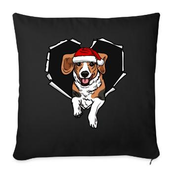 Crack Beagle with Christmas cap hole - Sofa pillowcase 17,3'' x 17,3'' (45 x 45 cm) - black - Front