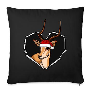 Cracked antelope with Christmas cap hole - Sofa pillowcase 17,3'' x 17,3'' (45 x 45 cm) - black - Front