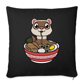 Ferret Eats Ramen Noodles Anime Kawaii - Sofa pillowcase 17,3'' x 17,3'' (45 x 45 cm) - black - Front