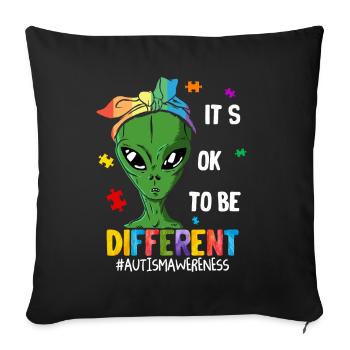 Tshirt autistique Autimus Cadeau Asperger Enfants - Housse de coussin décorative 45 x 45 cm - noir - Devant