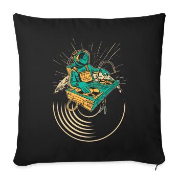 DJ Tshirt for Party Disc Jockey Rave Techno Mixer - Sofa pillowcase 17,3'' x 17,3'' (45 x 45 cm) - black - Front