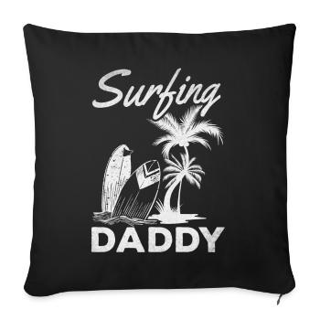 Planche de surf Surf Daddy Wave Surfer Papa Surf - Housse de coussin décorative 45 x 45 cm - noir - Devant