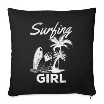 Wave Surfing Girls Surfer Girls Surfboard - Sofa pillowcase 17,3'' x 17,3'' (45 x 45 cm) - black - Front