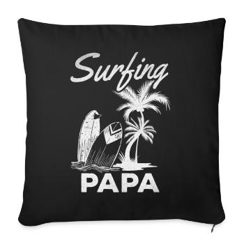 Surf Papa Surf surfeur Daddy Wave Surf - Housse de coussin décorative 45 x 45 cm - noir - Devant
