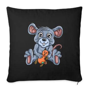 Souris Souris Cadeau Rat Rongeur Souris Souris Lousemaus - Housse de coussin décorative 45 x 45 cm - noir - Devant
