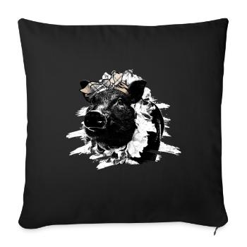 Pig Gift Piglet Kids Piglet Pig Pig - Sofa pillowcase 17,3'' x 17,3'' (45 x 45 cm) - black - Front