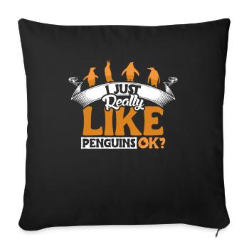 I Really Like Penguins King Emperor Sea Bird - Sofa pillowcase 17,3'' x 17,3'' (45 x 45 cm) - black - Front