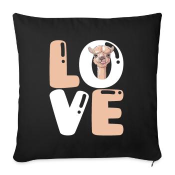 Love Pako alpaca lama éleveur d'alpagas - Housse de coussin décorative 45 x 45 cm - noir - Devant