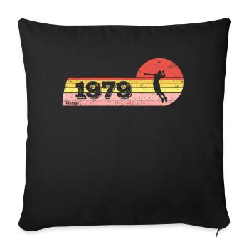 Joueuse de badminton née en 1979 Anniversaire Femmes - Housse de coussin décorative 45 x 45 cm - noir - Devant