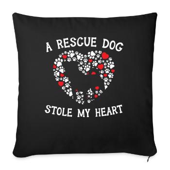 Un chien de sauvetage m’a volé le cœur Tierrette - Housse de coussin décorative 45 x 45 cm - noir - Devant