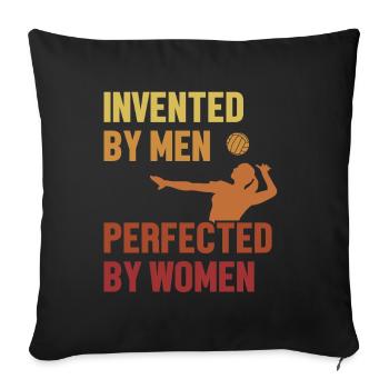 Invented by Men Perfected by Women Volley féminin - Housse de coussin décorative 45 x 45 cm - noir - Devant