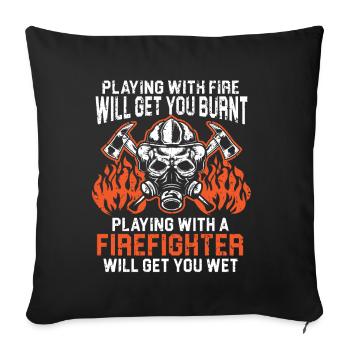 Firefighting Firefighter Firefighter Fireman Fire - Sofa pillowcase 17,3'' x 17,3'' (45 x 45 cm) - black - Front