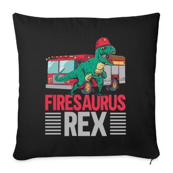 Firesaurus Rex Firefighter Fireman Dinosau - Sofa pillowcase 17,3'' x 17,3'' (45 x 45 cm) - black - Front