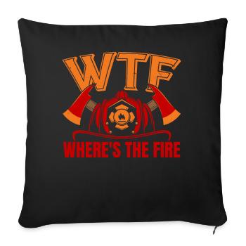 Où est le pompier pompier pompier F - Housse de coussin décorative 45 x 45 cm - noir - Devant