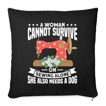 Sewing Stitching Machine Quilting Yarn Dog Mom Dog - Sofa pillowcase 17,3'' x 17,3'' (45 x 45 cm) - black - Front