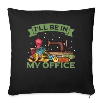 Sewing Machine Yarn Quilting Supplies Funny Stitch - Sofa pillowcase 17,3'' x 17,3'' (45 x 45 cm) - black - Front