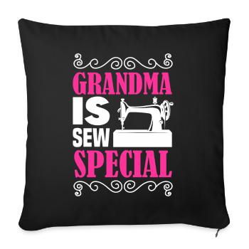Grand-mère est cousue spéciale machine à coudre Tricot qui - Housse de coussin décorative 45 x 45 cm - noir - Devant