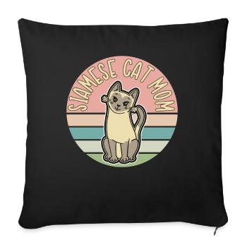 Siamese Cat Mom Cat Mom Cat Owner Gift - Sofa pillowcase 17,3'' x 17,3'' (45 x 45 cm) - black - Front
