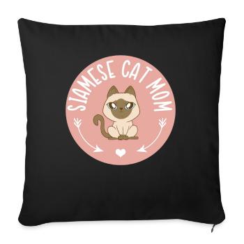 Siamese Cat Mom Cat Owner Cat Mom Gift - Sofa pillowcase 17,3'' x 17,3'' (45 x 45 cm) - black - Front