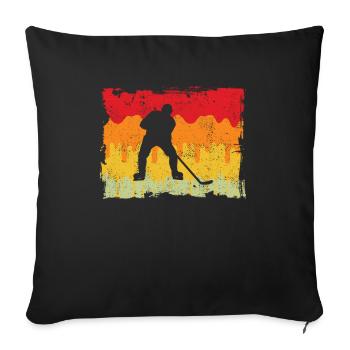Hockey sur glace rétro - Housse de coussin décorative 45 x 45 cm - noir - Devant