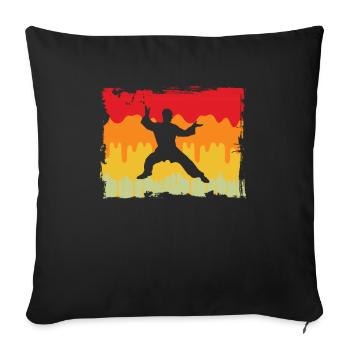 Karaté Arts Martiaux Rétro - Housse de coussin décorative 45 x 45 cm - noir - Devant