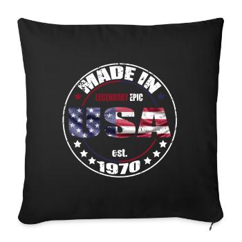 Birthday Saying born USA 1970 - Sofa pillowcase 17,3'' x 17,3'' (45 x 45 cm) - black - Front