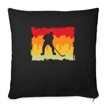 Hockey Hockey sur glace Rétro - Housse de coussin décorative 45 x 45 cm - noir - Devant