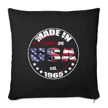 Birthday Saying born USA 1965 - Sofa pillowcase 17,3'' x 17,3'' (45 x 45 cm) - black - Front