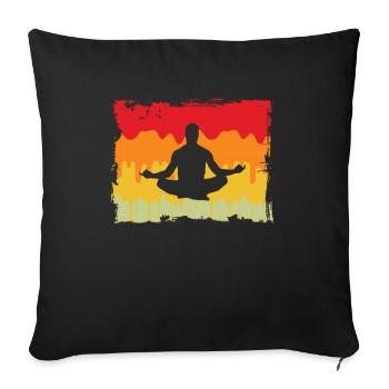 Yoga Méditation Rétro - Housse de coussin décorative 45 x 45 cm - noir - Devant