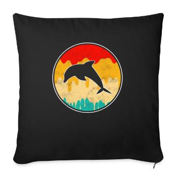 Dauphin Rétro - Housse de coussin décorative 45 x 45 cm - noir - Devant