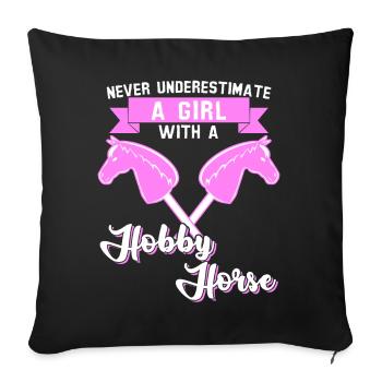Cheval de loisir Fille Cheval de loisir - Housse de coussin décorative 45 x 45 cm - noir - Devant