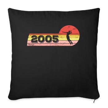 Joueuse de badminton née en 2005 Anniversaire Femmes - Housse de coussin décorative 45 x 45 cm - noir - Devant