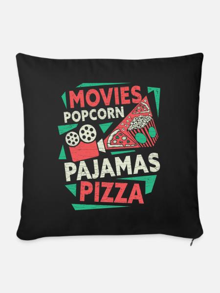 Kino Movies Popcorn - Sofakissenbezug 45 x 45 cm - Schwarz