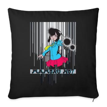 Anime Style Girl Power Idée cadeau - Housse de coussin décorative 45 x 45 cm - noir - Devant