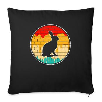 Lapin Rétro - Housse de coussin décorative 45 x 45 cm - noir - Devant