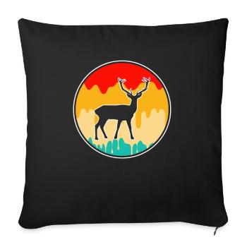 Cerf Rétro - Housse de coussin décorative 45 x 45 cm - noir - Devant