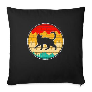 Chat Rétro - Housse de coussin décorative 45 x 45 cm - noir - Devant
