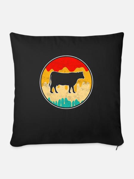 Kuh Rind Retro - Sofakissenbezug 45 x 45 cm - Schwarz