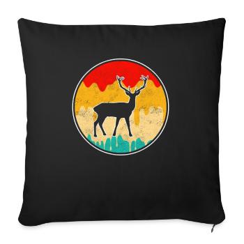 Cerf Rétro - Housse de coussin décorative 45 x 45 cm - noir - Devant