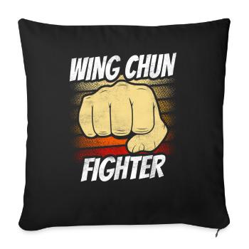 Wing Chun Kämpfer Kampfkunst Trainer Kampfsport - Sofakissenbezug 45 x 45 cm - Schwarz - Vorne