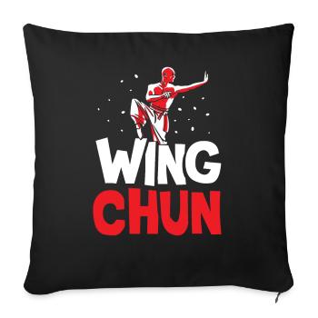 Wing Chun Training Kampfsport Trainer Kampfkunst - Sofakissenbezug 45 x 45 cm - Schwarz - Vorne