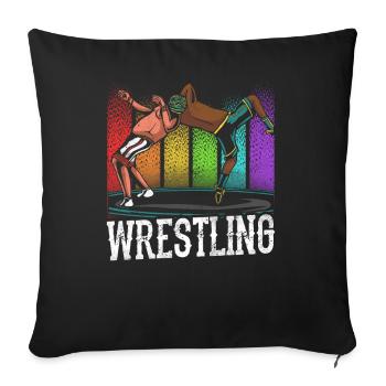 Ringen Wrestler Ringkampf Ringsport Ringer - Sofakissenbezug 45 x 45 cm - Schwarz - Vorne